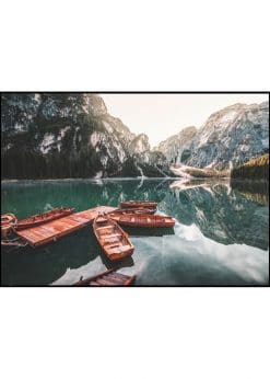 Wooden Rowing Boats In A Mountain Lake