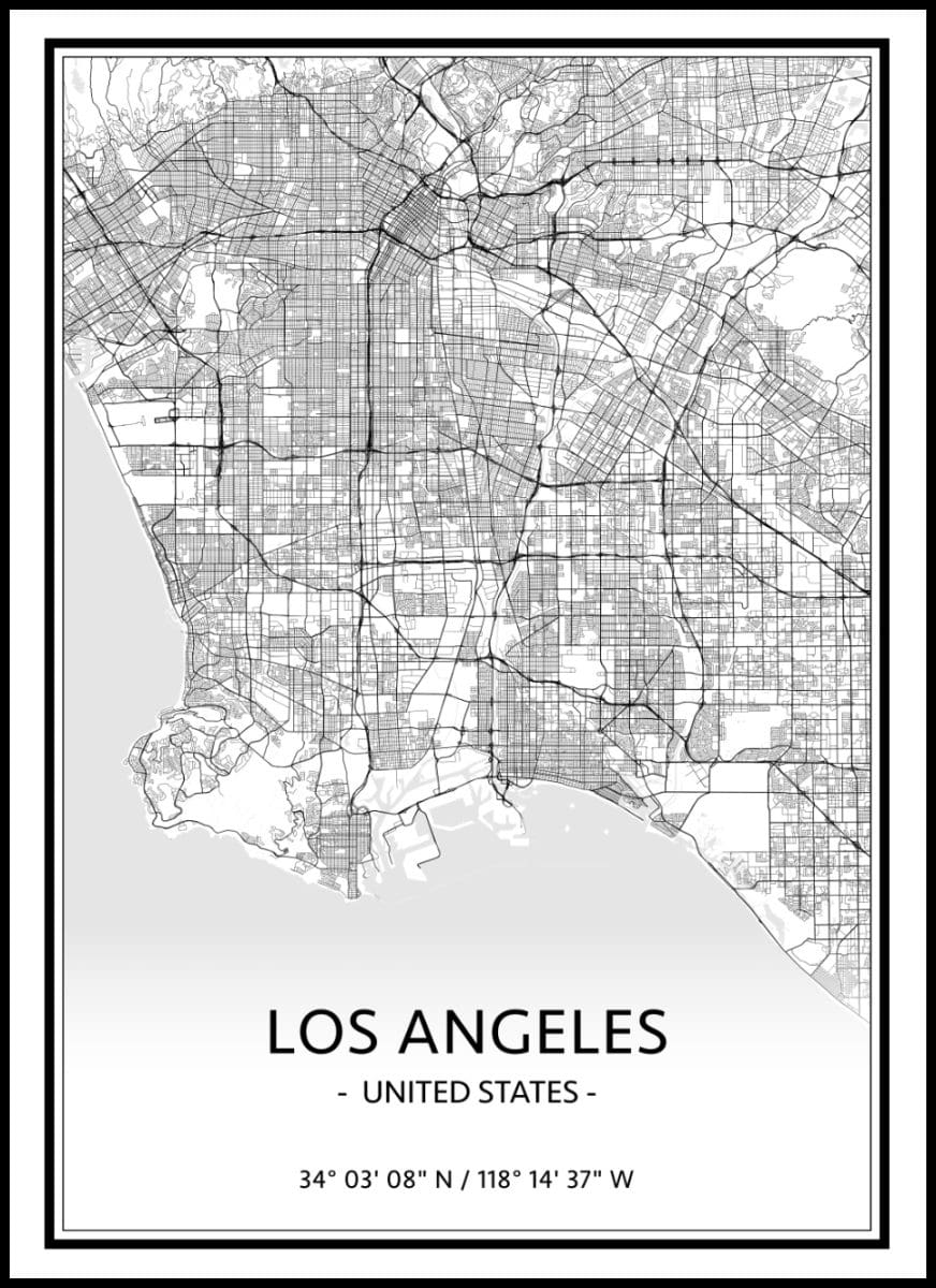 Map of Los Angeles Poster nr.1 - Posteryard Deutschland